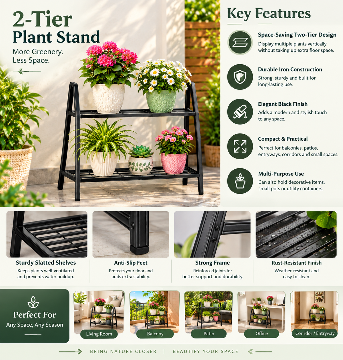 2-Tier compact Planter Stand