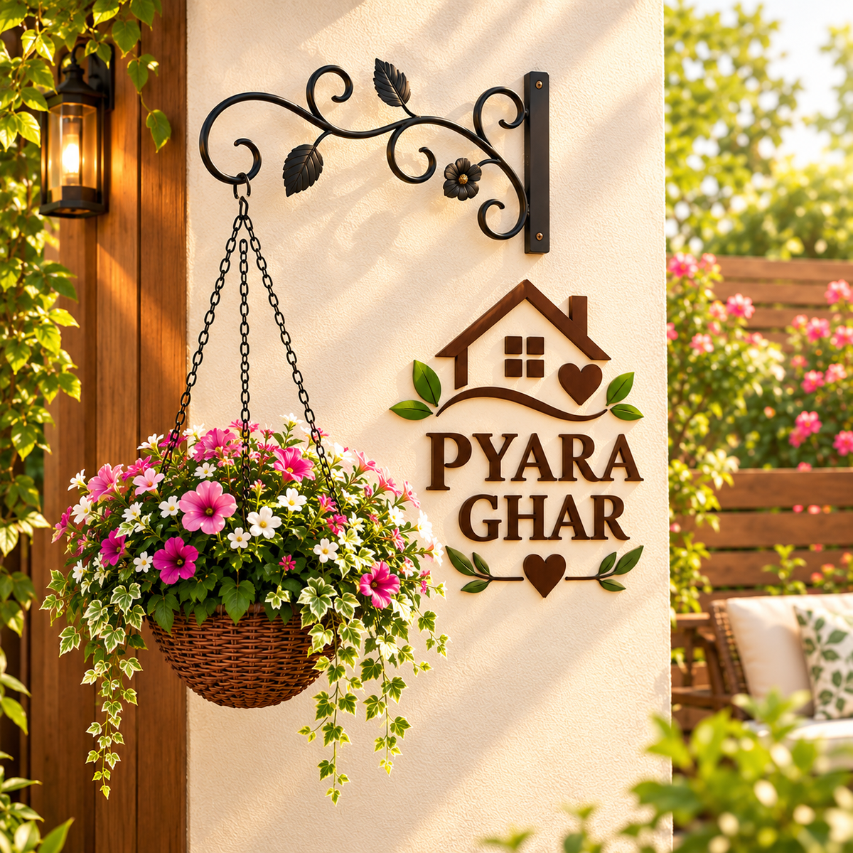 Artistic Wrought iron Wall Bracket (Basket included)