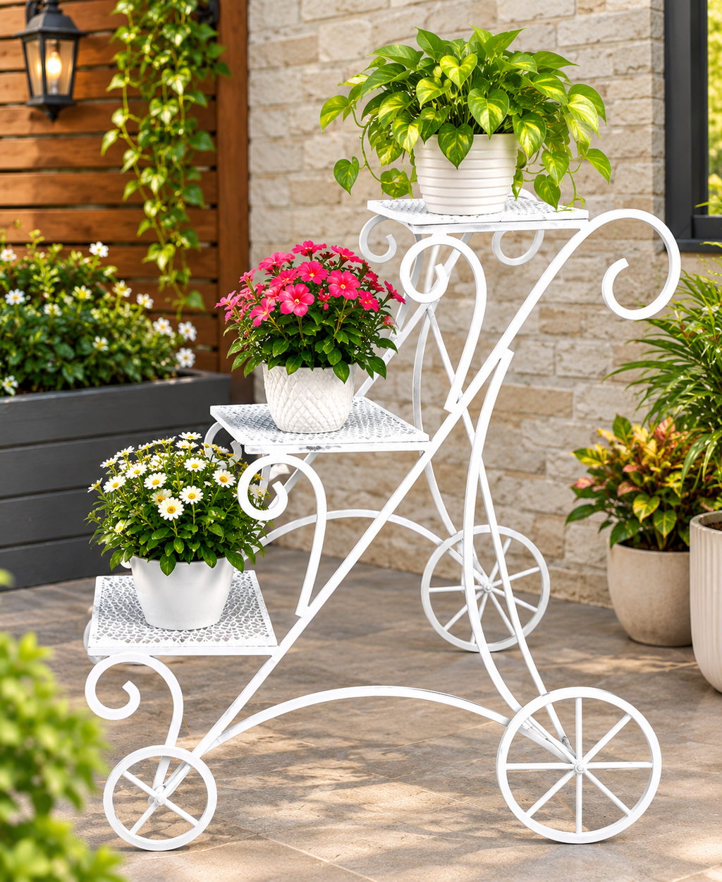 3-Tier Trolley type planter stand